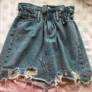 Vestique Paper Bag Waist Denim Skirt